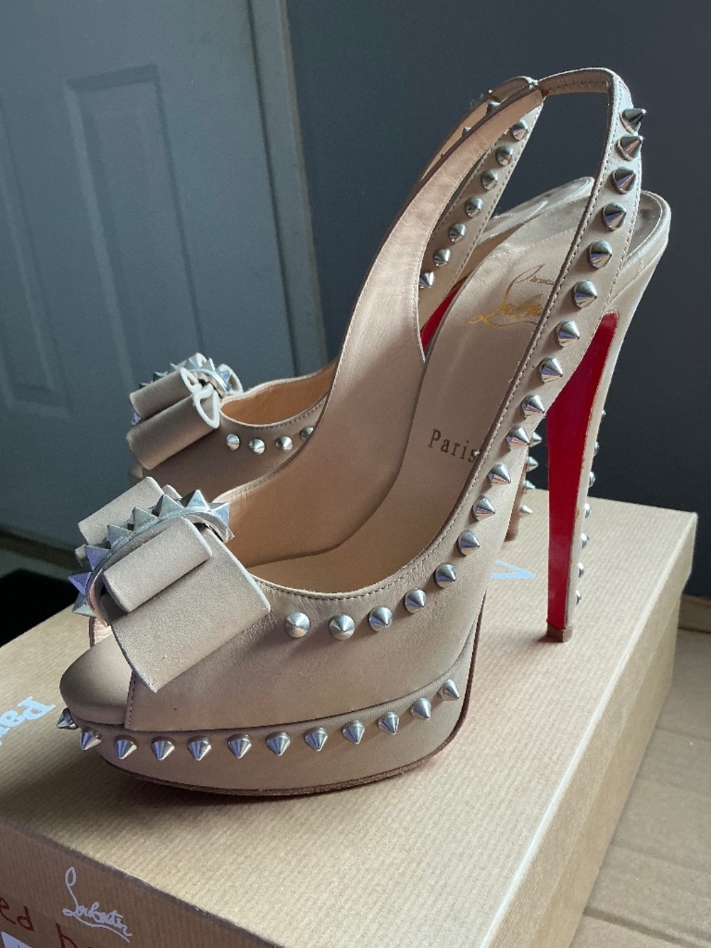 Christian Louboutin Lady Clou 150 VIP spiked slingbacks